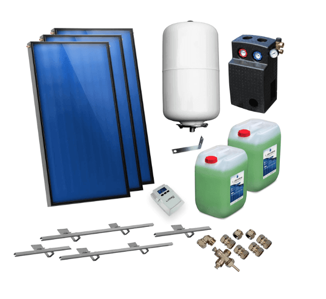 Solarpaket Flachkollektoren AMX2.51 7.59 m² für Schrägdach.