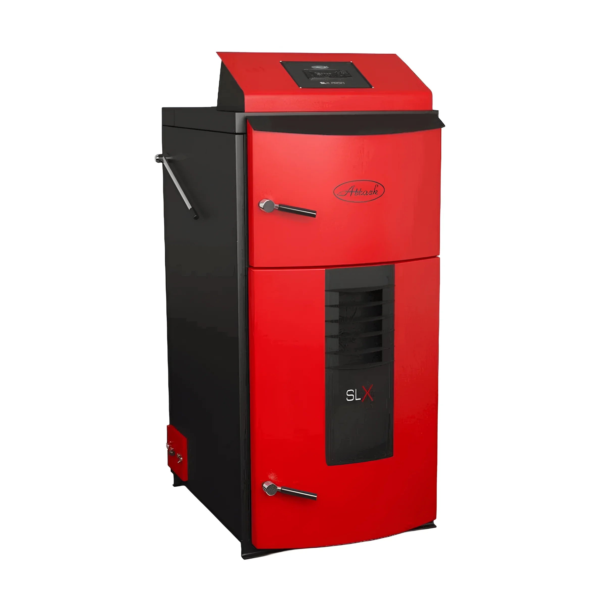 Roter und schwarzer Holzvergaserkessel Attack SLX Profi 35 kW für effiziente Wärme