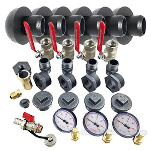 Plumbing manifold mit Ventilen und Anschlüssen für Thermoflux Pelling 25/230 mit Hygienespeicher