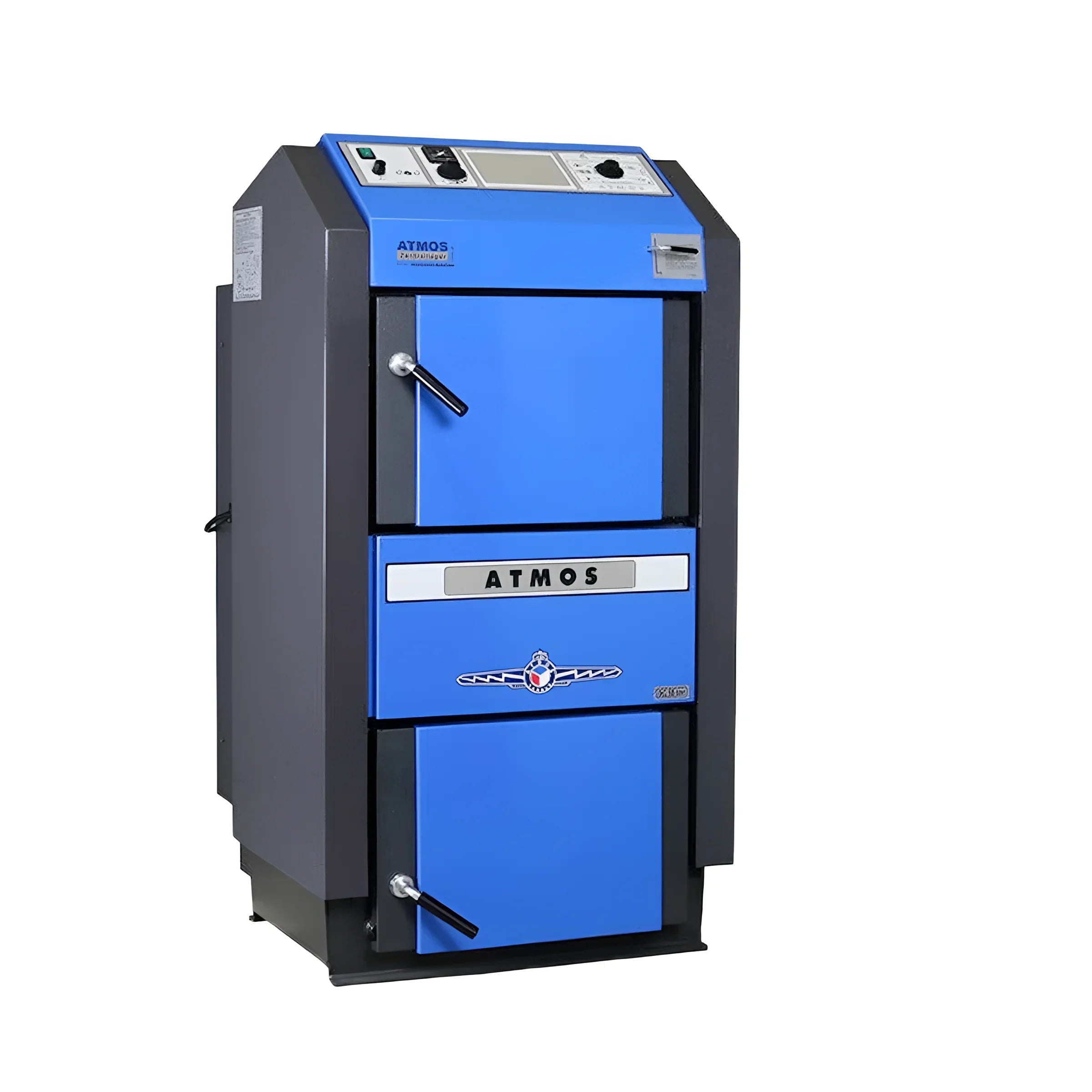 Blaue und graue Festbrennstoffheizung Holzvergaser Atmos DC 50GSE GSE Serie