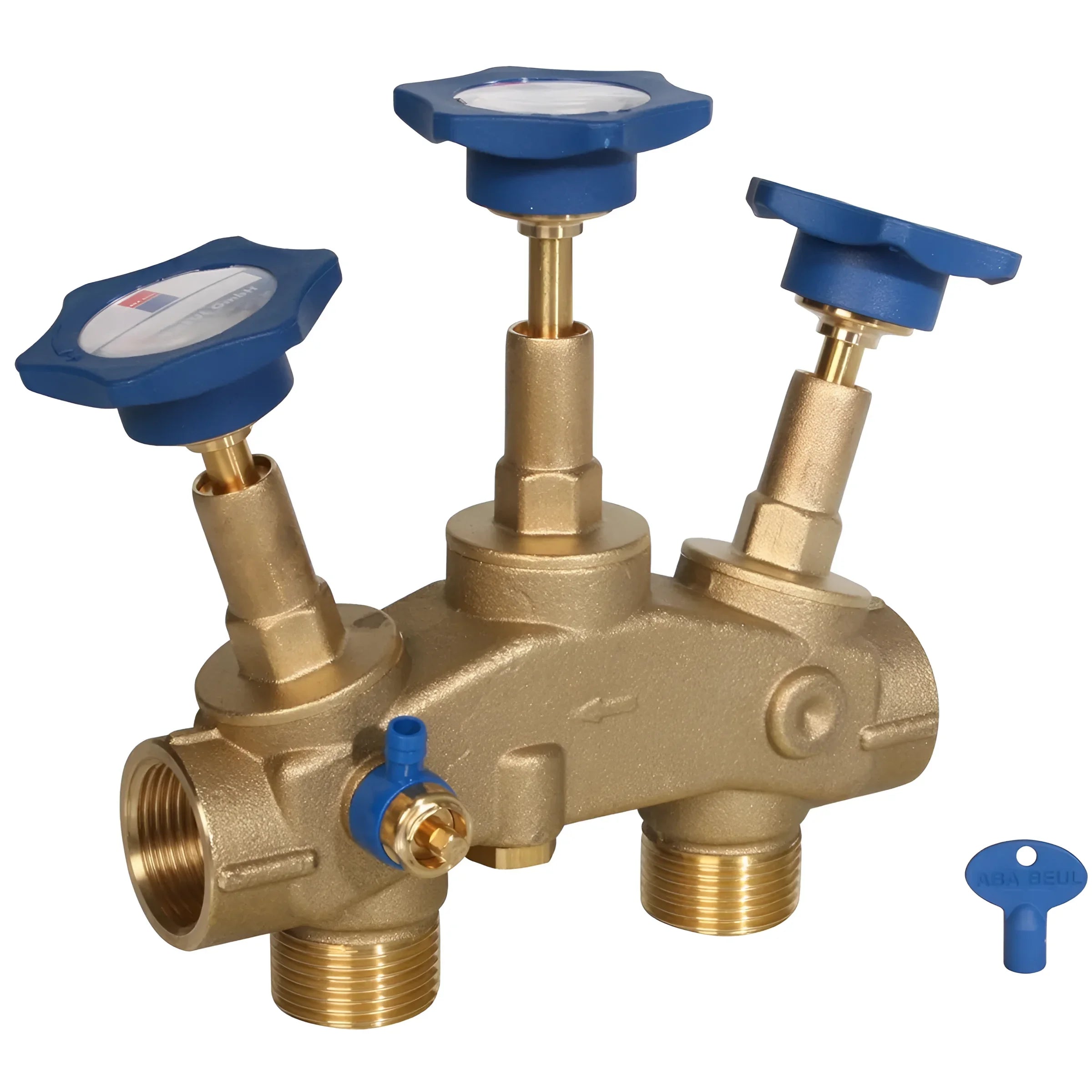 Brass manifold with blaue Ventilknöpfe für aqmos r2d2-48 Weiches Wasser