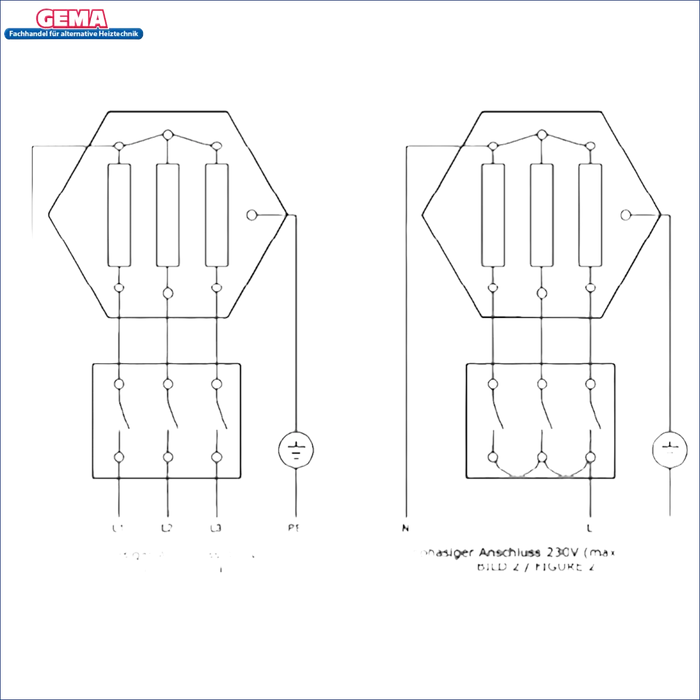 Elektrische Verdrahtungsdiagramme für Elektroheizstab Heizpatrone 3 kW AG 1 ½ˮ