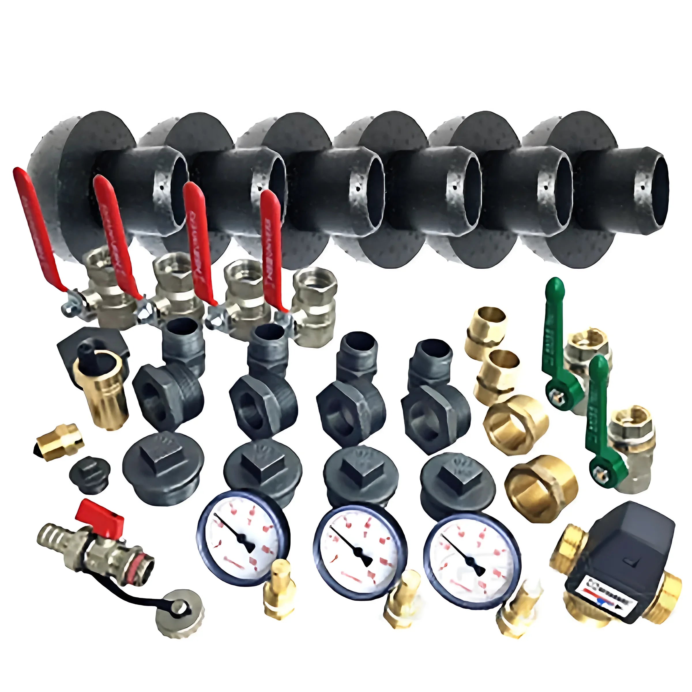 Plumbing manifold mit verschiedenen Fittings für Pufferspeicher Heizung und Solar