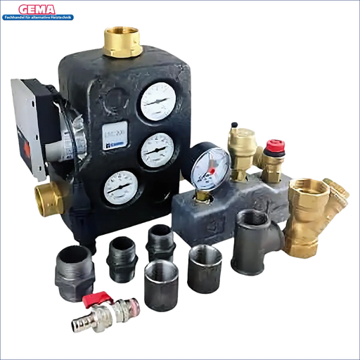 Anschlusspaket für Thermoflux Pelling mit Wasserverteiler, Manometern und Anschlüssen