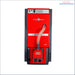 Roter und grauer Pelletkessel Atmos Serie PX mit Förderfähigkeit ab 10 kW und 15 kW