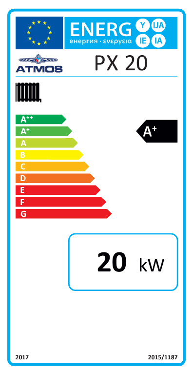 Atmos PX20 Pelletkessel 20 kW mit integriertem Pelletbehälter - GEMA Shop