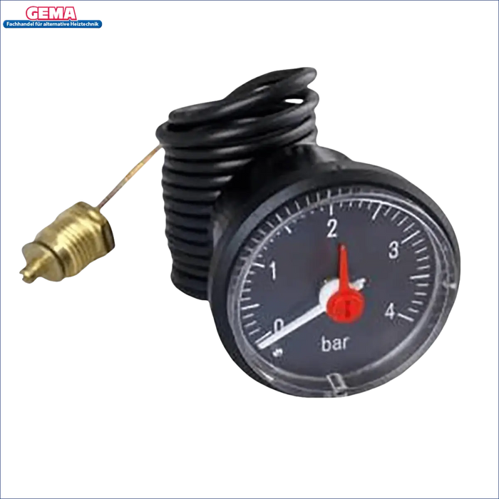 Schwarzer Manometer mit Schlauch für Holzvergaserkessel Attack SLX DPX DP