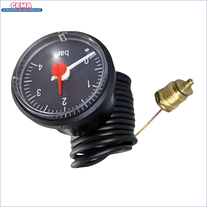 Schwarzer Manometer mit Messinganschluss für Holzvergaserkessel Attack SLX DPX DP