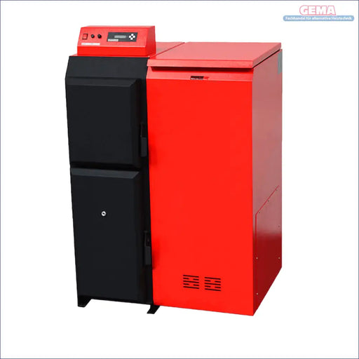 Rote und schwarze Pelletheizungseinheit für den Thermoflux Pelling 25 ECO 25 kW