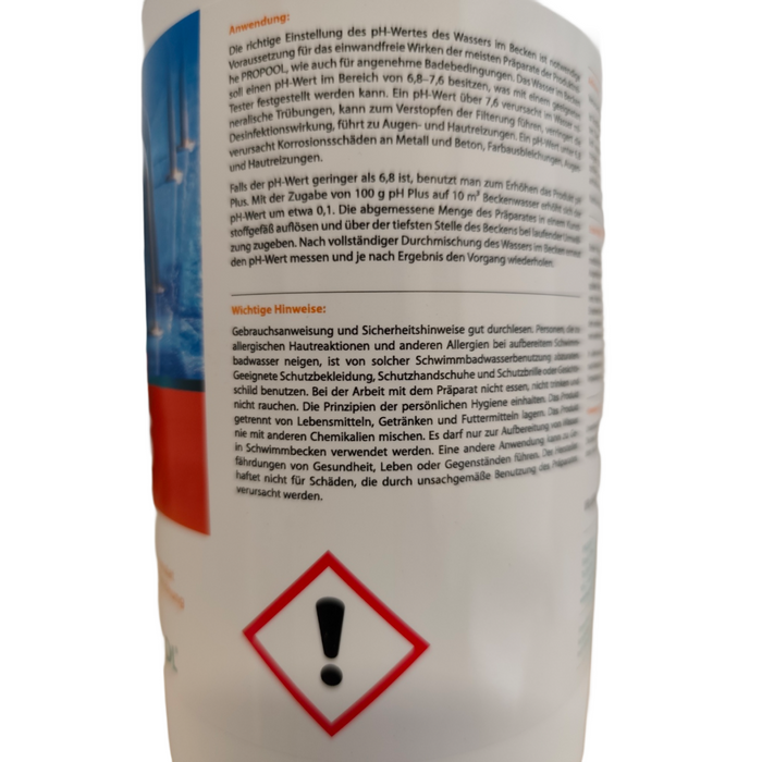 pH plus Granulat 1kg für Pool: pH-Wert-Regulierung ⚗️ für sauberes Schwimmbad 🌊 mit Sicherheitsanweisungen ⚠️