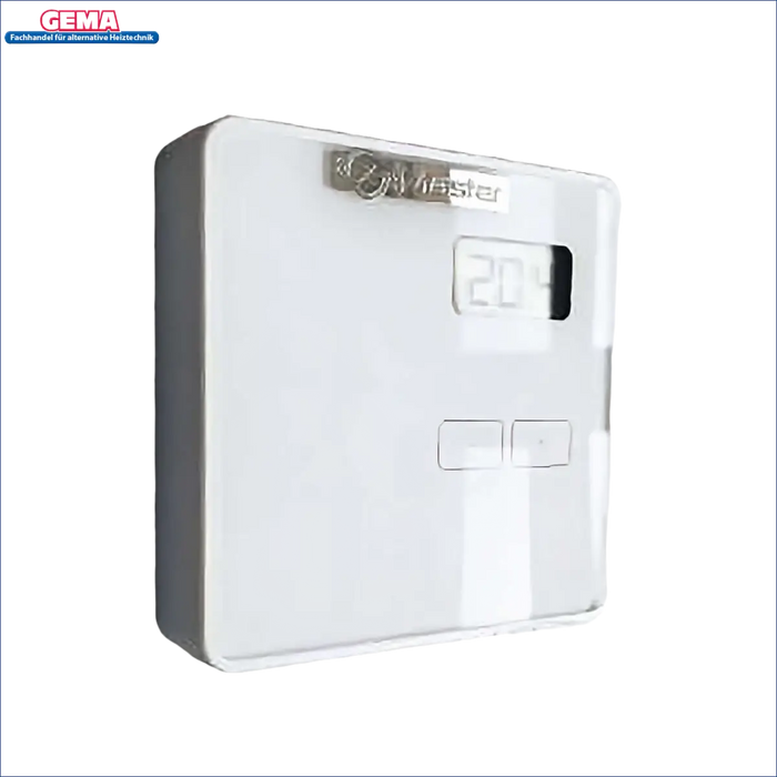 Weißer digitaler Thermostat im Raumthermostat Master R.31 Aufputz Design