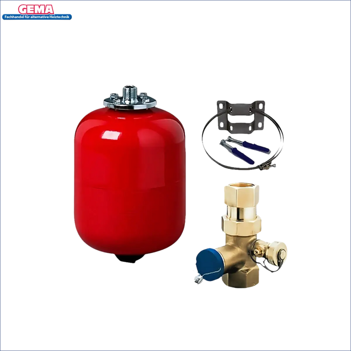 Plumbing expansion tank and valve kit für Pelletskesselsystem mit Pufferspeicher