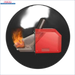 Rotes Pelletskesselsystem mit Flammen und Pufferspeicher, nachhaltige Heiztechnik