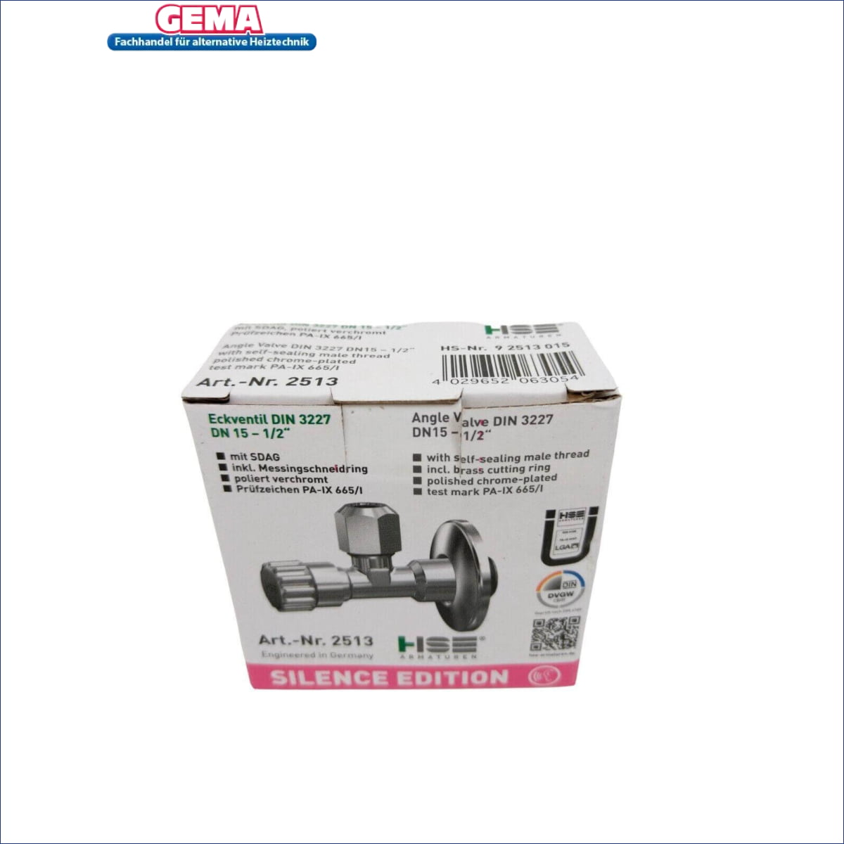 Angleventil in Verpackung, 1.2 Zoll selbstdichtend, inkl Messingschneidring, prüfzeichen pa-ix665