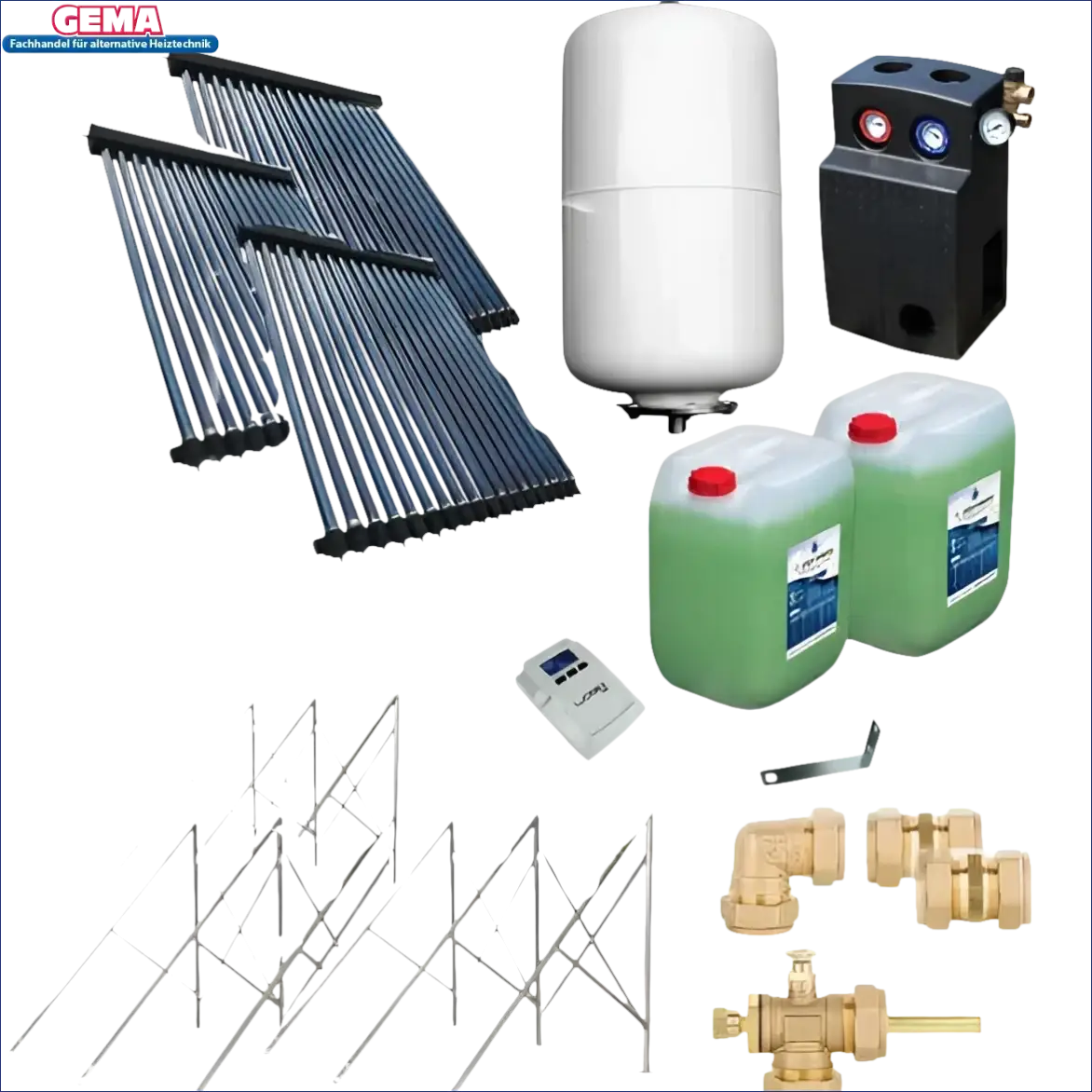 Solarwassersystemkomponenten für Solarpaket Röhrenkollektor HP22 Flachdach 10,83 m²