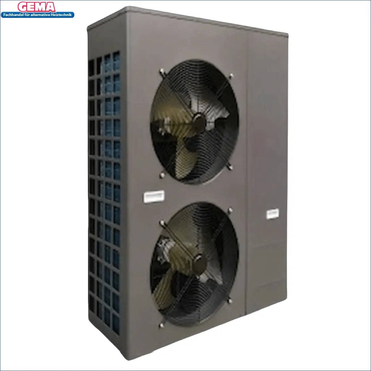 Graue Luft-Wasser-Wärmepumpe TERMA mit Dual-Fans, ideal für niedrigen Temperaturen, Maße 1077x377x1460