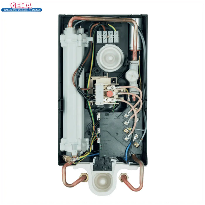 Innenansicht des Vaillant Durchlauferhitzer electronic VED 🔥 mit Heizspulen und Steuerungsteilen. Ideal für Bad & Küche.