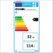 Energielabel für Warmwasserspeicher mit A-Klasse, 32 W Verbrauch und 114 Liter Kapazität. 📊💧