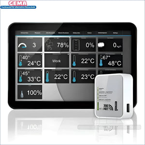 Bild eines Smart Home Steuerungssystems mit Witterungsgeführte Regelung Gema Control 920 mit Internetmodul Econet Typ CT6