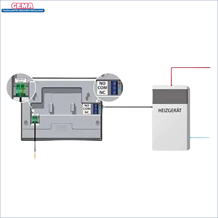 Wiring diagram of thermostat and heater für Zimmerregler Wochensteuerung mit Hintergrundbeleuchtung